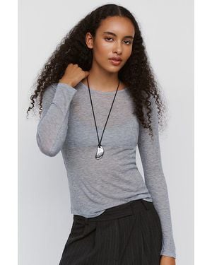 By Anthropologie Bruna Cashmere Blend Ribbed Top - Grey