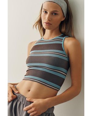 By Anthropologie The Reegan Seamless Ribbed Cropped Tank - Blue