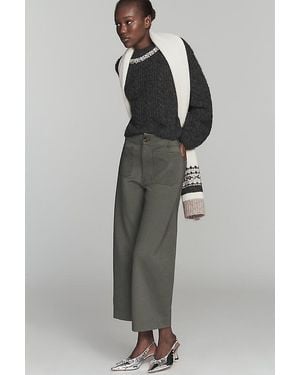The Colette Collection by Maeve The Colette Knit Crop Wide-Leg Trousers By Maeve - Blue