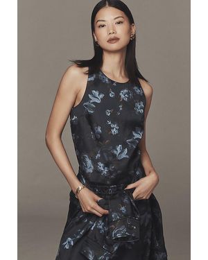 By Anthropologie Sleeveless Jacquard Blouse - Grey