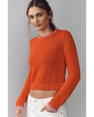 Maeve Cotton-Linen Crew-Neck Jumper - Orange