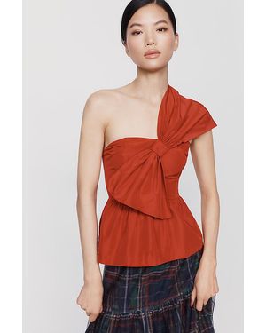 By Anthropologie @Loverlygrey X Anthropologie Elodie One-Shoulder Blouse - Red
