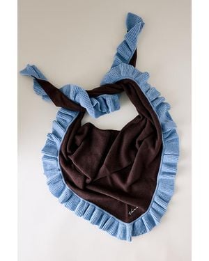 TBCo 100% Wool Frill Triangle Scarf - Blue