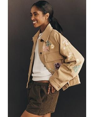By Anthropologie Floral Embroidered Jacket - Black