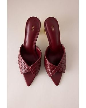 JW PEI Ellie Woven Sphere Heel Mules - Red