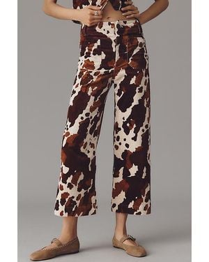 Maeve The Colette Cropped Wide-Leg Trousers By Corduroy Edition - Brown