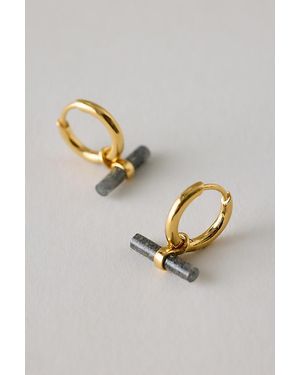 Rachel Jackson Aventurine Disco T-Bar Huggie Hoop Earrings - Metallic