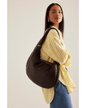 Melie Bianco The Brigitte Woven Faux-Leather Satchel Bag By Oversized Edition - Brown