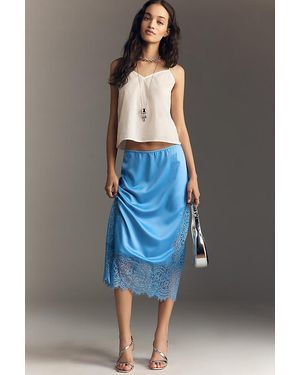 Bl-nk Cinzia Laced Satin Midi Skirt - Green