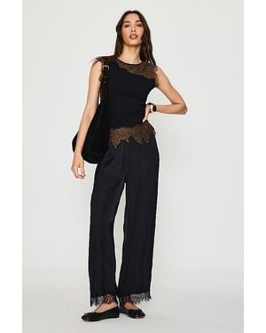 Never Fully Dressed Lace Jersey Top - Black