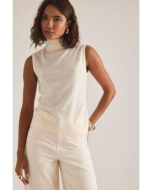 SELECTED Thea Sleeveless Roll-Neck Wool Top - Natural