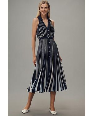 By Anthropologie Halter Pleated Midi Dress - Blue