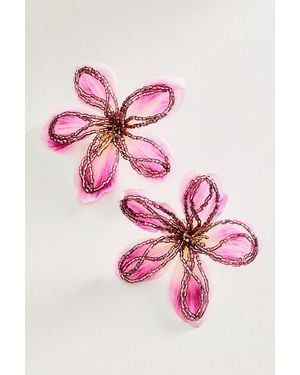 By Anthropologie In Bloom Beaded Stud Earrings - Pink
