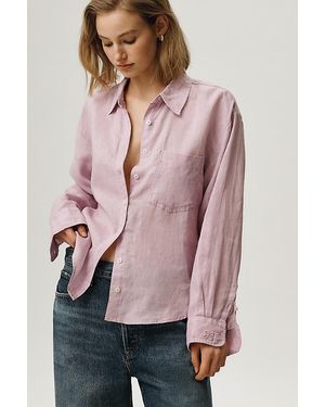 Maeve The Shrunken Bennet Linen Buttondown Shirt By - Blue