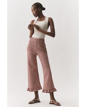Maeve The Colette Gingham Ruffled Cropped Wide-Leg Trousers By - Multicolour