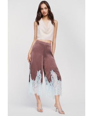 Maeve Lace-Trim Culotte Trousers - Brown