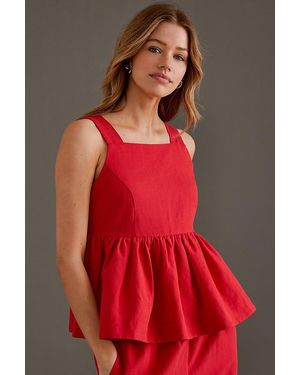 ALIGNE Palm Sleeveless Peplum Top - Red