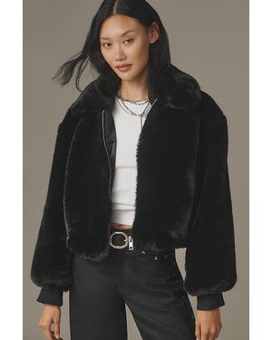 Maeve Cropped Faux-Fur Coat - Black