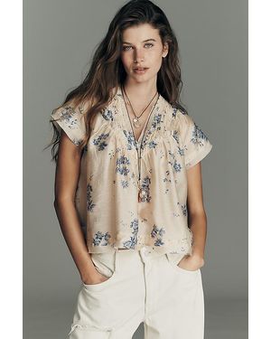 By Anthropologie Smocked Yoke Blouse - Brown