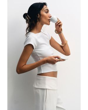 Maeve The Provence Cap-Sleeve T-Shirt - White