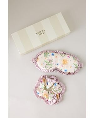 Chelsea Peers Pure Silk Mythical Dragon Sleep Mask & Scrunchie Gift Set - Natural