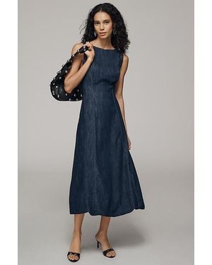 By Anthropologie Boat-Neck Denim Midi Dress - Blue