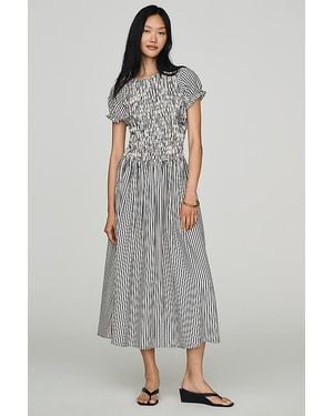 Maeve Margie Smocked Stripe Midi Dress - Multicolour