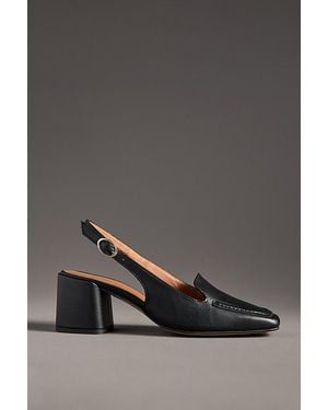 Maeve Slingback Loafer Block Heels - Grey