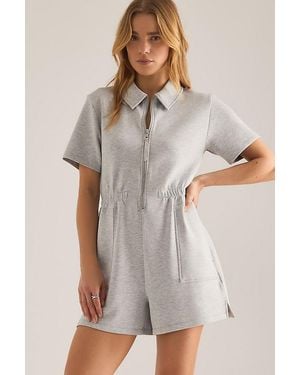 Chelsea Peers Zip-Front Scuba Playsuit - Grey