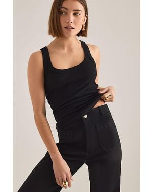 By Anthropologie Ribbed Scoop Tank Top - Black