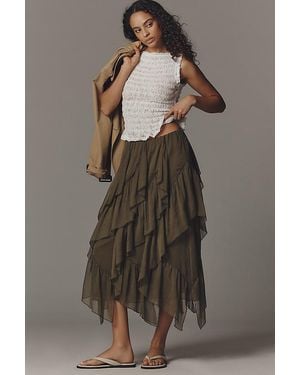 Mare Mare Layered Ruffle Midi Skirt - Brown