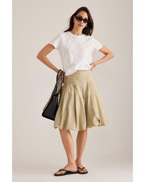 Mare Mare Cotton Pleated Bubble-Hem Midi Skirt - White
