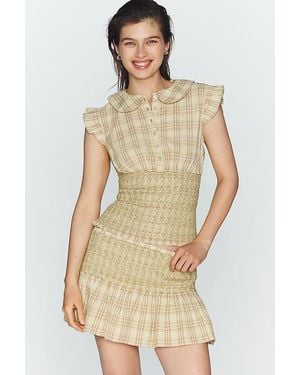 Maeve Smocked Short-Sleeve Waisted Top - Natural