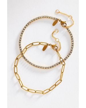Anthropologie Water-Resistant Tennis Bracelets, Set Of 2 - Metallic