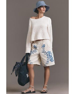 Pilcro Embroidered Pull-On Bermuda Shorts - Grey
