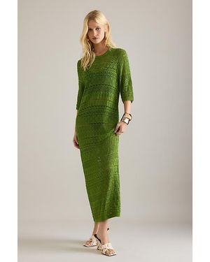 SELECTED Moon Sheer Knit Maxi Dress - Green