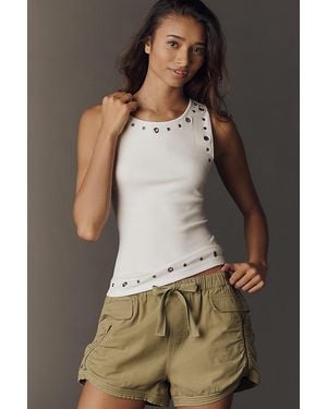 Pilcro Eyelet Tank Top - White