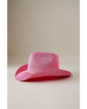 Anthropologie Sparkle Straw Cowboy Hat - Pink