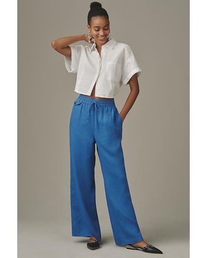 Maeve The Brooklin Linen Tie-Front Pull-On Trousers By - Blue