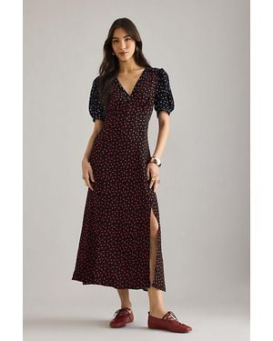 Maeve V-Neck A-Line Maxi Dress - Brown