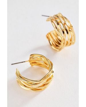 Anthropologie Textured Metal Hoop Earrings - Metallic