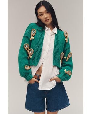 Maeve The Alicia 3D Cropped Cardigan By - Green