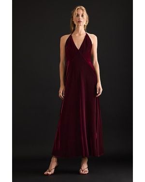 Bardot Yve Velour Halter Maxi Dress - Black