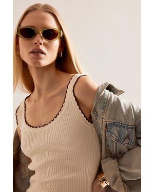 By Anthropologie The Darcy Acetate Rounded Rectangular Sunglasses - Brown