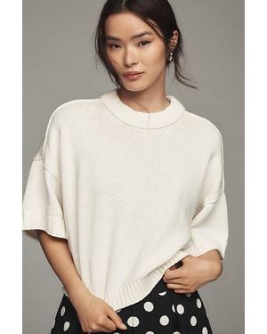By Anthropologie The Goldie Cotton Crew Neck Jumper - Natural
