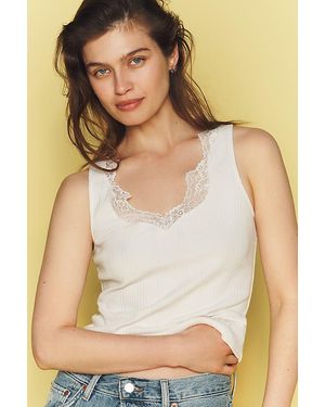 Maeve Lace V-Neck Tank Top - Natural