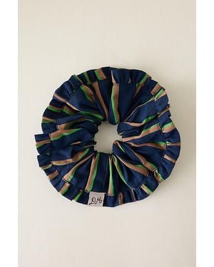 Damson Madder Frill Pop Stripe Hair Scrunchie - Blue