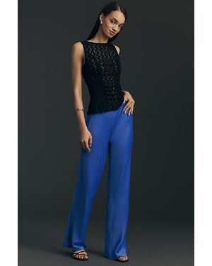 By Anthropologie Ruched Lace Tank Top - Black