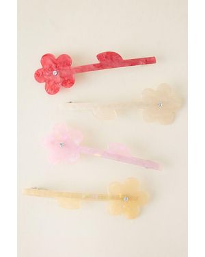 Anthropologie Flower Barrette Hair Clips, Set Of 4 - Pink
