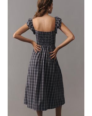 By Anthropologie Halter V-Neck Fit & Flare Midi Dress in Blue | Lyst UK